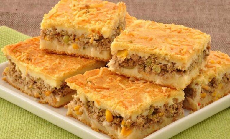 torta de carne moída no liquidificador